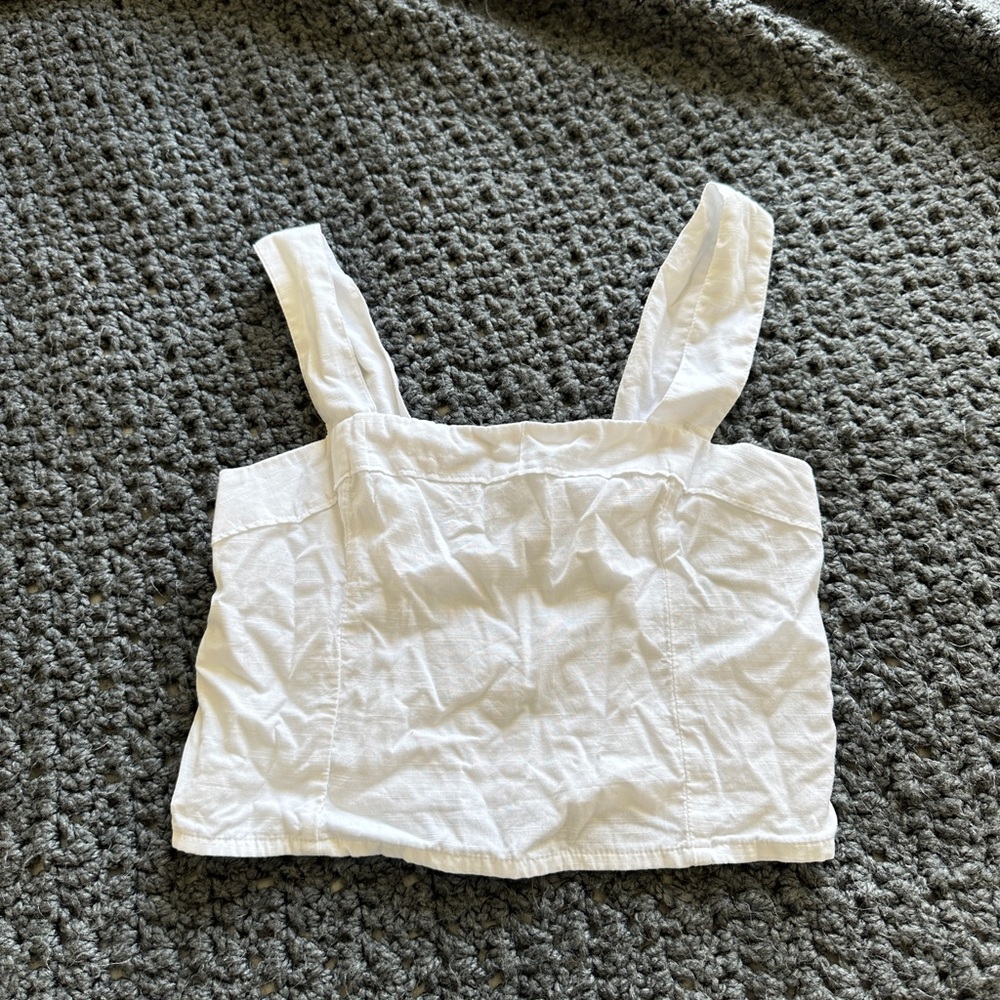 Abercrombie & Fitch White Cotton Smocked Top